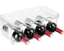 FYting Flessenrek Koelkast Flessenorganizer, Stapelbaar Wijnrek, Blikjesrek, Transparante Flessenhouder Koelkast voor Rietjesbekers Drinkfles Sportwaterfles (8 Flessen)