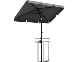 Fytura - Rechthoekige Parasol met UPF 50+ – Verstelbaar & Uitschuifbaar – Inclusief Grondanker – Voor Strand, Tuin & Balkon - Antraciet