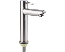 G1/2 Geborsteld Roestvrij Staal Waterkraan Eenvoudige Koude Kraan Wastafel Badkameraccessoires (Flat Single Cold Kraan Zonder Tube)