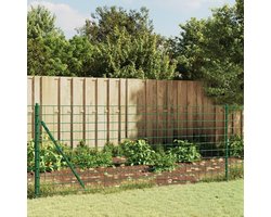 Gaashek met flens - Draadomheining tuin - Perceel afzetten - Verzinkt staal PVC - 10 meter - Groen