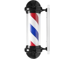 Gabbiano Barbershop Wandlamp – Grote Zwarte Barber Pole met LED Verlichting – Draaibare Kapperslamp voor aan de Wand