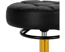 Gabbiano Kapperskruk D054G Zwart/Goud – Professionele Salonkruk op Wielen – Draaibaar – In Hoogte Verstelbaar – Eco-Leer – Zonder Rugleuning