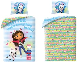 Gabby's Dollhouse Dekbedovertrek - 140 x 200 cm - Polyester - Bijpassend kussensloop 60 x 70 cm