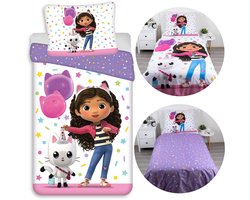 Gabby's Dollhouse Dubbelzijdig kinderbeddengoed met ritssluiting, 100% katoen, 140x200cm+70x90cm OEKO-TEX
