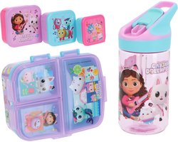Gabby's Dollhouse lunchset; lunchbox, snackbox en drinkfles