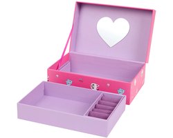 Gabby's Dollhouse Sieradenkistje - Sieradendoos voor Kinderen - Juwelen Kist met Spiegel - 2 Etages - Inclusief Ringenbakje - Bewaardoos voor Sieraden en Accessoires - Leuk Cadeau voor Meisjes - Decoratieve Speelgoed Sieradendoos met Magische design