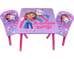 Gabby’s Poppenhuis Kindertafel en Stoeltjes - Montessori Kinderstoelen - Tekentafel Kinderen - Tafel en 2 Stoelen - Kindermeubels van Hout - Peuter Stoel met Tafel