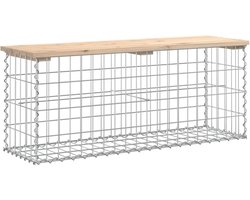 Gabionbank – Tuinbank – Buitenbank – Zitbank – Terrasbank – Massief Dennenhout – Gegalvaniseerd Stalen Frame Met Steenenvulling – Compact 103x31,5x42 cm
