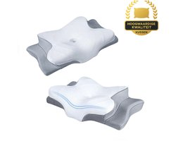 Gabrys® Ademvrij Hoofdkussen - Traagschuim - Cervicale Kussen - Orthopedisch Kussen - Tegen Nek, hoofd en rugklachten - Voorgevormde Steun - Nekkussen - Slaapkussen - Memory Foam Voor Nekklachten - Comfortabel Bedkussen - 1 stuk - 1 jaar Garantie