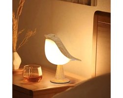 Gabrys® oplaadbaar vogellampje via USB, Kleine bureaulamp, vogellamp met 3 helderheidsniveaus en aanraaksensor, nachtlampje voor kinderen, thuis, kantoor, slaapkamer, nachtkastje, draadloze bedlamp, 1 stuk