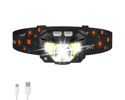 Gadgetplace Hoofdlamp LED Oplaadbaar - 300 Meter zicht - Met Bewegingssensor - IPX4 Waterdicht - Hoofdlampje - Breedstraler 230°