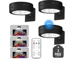 Gadgetplace Schilderij Verlichting Draadloos met Afstandsbediening - 3 Stuks - Dimbaar - Draadloze Wandlamp - Schilderijlamp Oplaadbaar - Spiegellamp