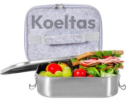 Gadgy Broodtrommel Lunchbox Volwassenen - Brooddoos met Losse Compartimenten - Bento Box - Lunchbox RVS - Incl. Geïsoleerde Koeltas– Roestvrij Staal - 1400 ml