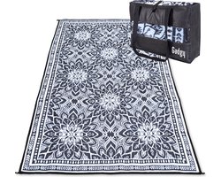 Gadgy Buitenkleed XXL - Vloerkleed Buiten 300x200 cm - Tuintapijt Dubbelzijdig - Picknickkleed Zwart Wit - Buitentapijt