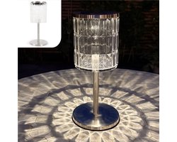 Gadgy Solar Tafellamp – Kristal Look Tuinverlichting op Zonneenergie – Draadloos – 6-8 uur brandtijd – RVS – Spat- & regenwaterdicht – Warm wit licht
