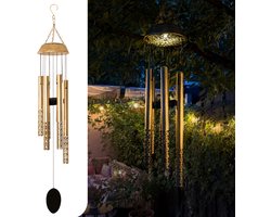 Gadgy Solar Tuinverlichting met Windgong - Windvanger - Buitenverlichting op Zonneenergie - Goud – 88 cm – Waterdicht - Tuindecoratie