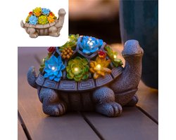 Gadgy Solar Tuinverlichting Schildpad - Tuinverlichting op Zonne Energie - Solar Tafellamp - Buitenlamp Tuinbeeld - Tuinlantaarn met Dag/Nacht Sensor - Verlichting voor Buiten - Lantaarn Tuin