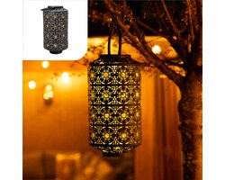 Gadgy Solar Tuinverlichting Tafellamp Maya XL - Tuin Buitenlamp Terras & Balkon - Tuinverlichting op Zonneenergie – Tuinlamp Zonne Energie - Solar Lamp Led Buiten - Lantaarn Windlicht Ophangen - Tuinlampjes - Brons / Goud