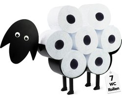 Gadgy WC Rolhouder Zwart Schaap - Reserverolhouder - Toiletrolhouder zwart - Handdoekrek – Vaderdag Cadeau - Metaal - Moederdag Cadeautje