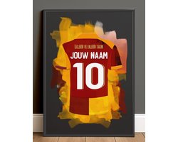 Galatasaray SK Voetbal Poster Gepersonaliseerd - Inclusief Zwarte Lijst - Formaat A4 (42 x 59.4 cm) - Rood Geel Wit - Voetbalcadeau met Naam & Rugnummer - Wanddecoratie Fans