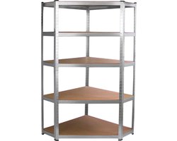Galwix Hoek Stellingkast - 90x30x150cm - hoekkast - 100% Boutloos - Draagkracht: 150 kg per plank - opbergrek metaal