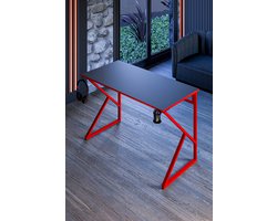 Game | Bureatafel | Computer tafel | Koptelefoonhouder | Drinken houder | Antraciet | Rode poten 60Bx120Lx75H