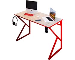 Game | Bureatafel | Computer tafel | Koptelefoonhouder | Drinken houder | Travertiet | Rode poten 60Bx120Lx75H