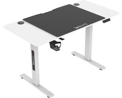 Game bureau Stryn op wielen zit sta elektrisch 120x60x72-117 cm wit en zwart pro.tec