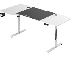 Game bureau Stryn zit sta elektrisch 160x60/75x72-117 cm wit en zwart pro.tec