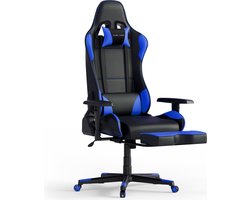 GAME HERO® Winner X1 - Gaming Stoel - Gamestoel - Gaming Chair - Verstelbare Armleuningen - Gamestoel Met Voetsteun - Blauw