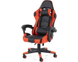 Game Stoel - Gaming Stoel - Gaming Chair - Rood - Bureaustoel Met Nekkussen & Verstelbaar Rugkussen - Instelbare Zithoogte - Gamestoel Michael