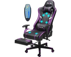 Gamerstoel - Bureaustoel PC Stoel - Comfortabel Zitten - Met Massagefunctie - 180 kg - Paars
