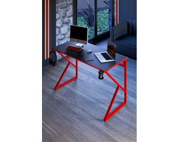 Gamertafel | Bureau tafel | Antraciet | Rode poten 60Bx120Lx75H