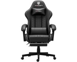 Gamestoel – Gamestoel met voetsteun - Gamestoel voor PC & Console – Verstelbaar | Lambeth | HICON® - Zwart