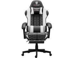 Gamestoel - Gamestoel met Voetsteun - Gaming stoel - Game stoel - Gaming Chair - Verstelbaar - Lambeth - Max Gewicht 150 kg - Wit - HICON®