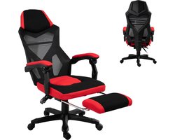 Gamestoel - Gamingstoel - Bureaustoel - Gaming chair - Met voetensteun - Racing style - Zwart/Rood