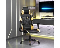 Gamestoel | Kantoorstoel | Bureaustoel | Werkstoel kunstleer zwart en goud