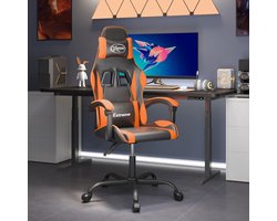 Gamestoel | Kantoorstoel | Bureaustoel | Werkstoel kunstleer zwart en oranje