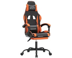 Gamestoel | Kantoorstoel | Bureaustoel | Werkstoel met voetensteun kunstleer zwart en oranje