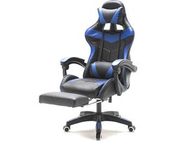 Gamestoel met Voetsteun – Cyclone Racing Bureaustoel voor Tieners – Ergonomisch, Verstelbaar – Blauw/Zwart