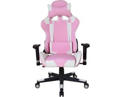Gamestoel Thomas - bureaustoel racing gaming - ergonomisch - roze wit