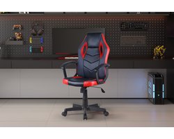 Gamestoel Tiger - 57,5x65x102,5cm - verstelbaar - draaibaar - zwart/rood