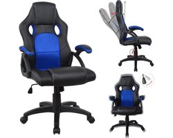 Gamestoel Wouter junior - bureaustoel - hoogte verstelbaar - zwart blauw