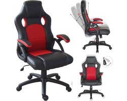 Gamestoel Wouter junior - bureaustoel - hoogte verstelbaar - zwart rood