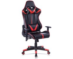 Gamestoel Zwart - Kunstleer, Ergonomisch en Rug- en armleuningen - Voor Eetkamer, Keuken en Woonkamer