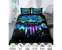 Gaming 2 Persoons Beddengoed - Controller - Dekbed - Jongens Meisjes - Gamekamer - Dekbedovertrek - Met Ritssluiting - Zacht - Microvezel - 200x200cm