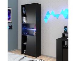 Gaming boekenkast 67cm met ledstrip - zwart