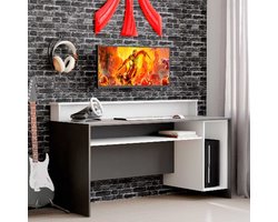 Gaming bureau Beri 140 cm - wit/zwart - Emob - Bureau - Wit; Zwart - Spaanplaat
