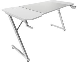 Gaming MGD-X140, Gaming Bureau, Ergonomisch Ontwerp, Koolstofvezel Oppervlak, Metalen Frame, XXL Muismat, Hoofdtelefoon- en Drinkhouder, Kabelbeheer, Gaming Bureau 140x60cm, Wit