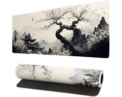 gaming-muismat XXL, 800 x 300 mm, gamer-muismat met naden aan de randen, onder de hand voor kantoor, accessoires voor kantoor, antislip rubberen onderkant, oppervlak, grijze kers
